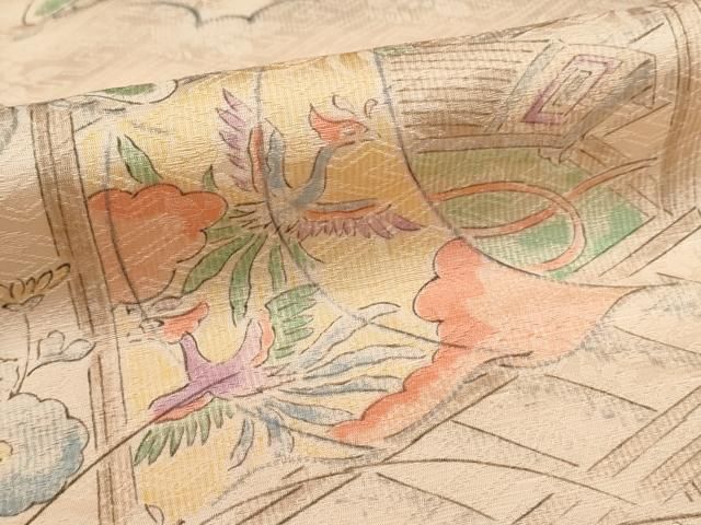 作家物 手描き友禅 ふんわり真綿紬 金彩 訪問着 紋なし 単衣】手描き友禅