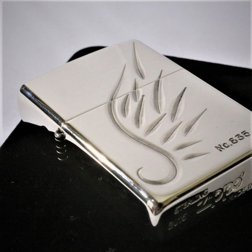 純銀ZIPPO V-WING スターリングシルバー ジッポ ライター ナンバー入り 