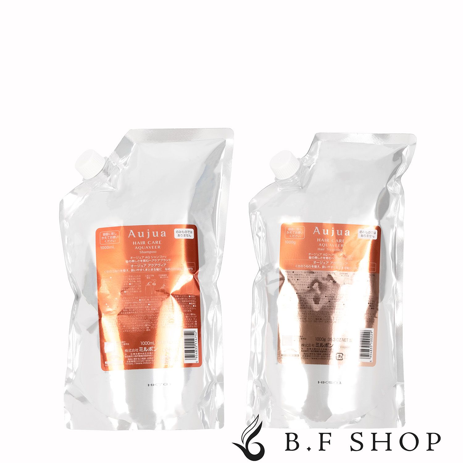 セット品 ミルボン オージュア アクアヴィア シャンプー ＆ ヘアトリートメント 1000ml 詰め替え用 レフィル milbon aujua LSC