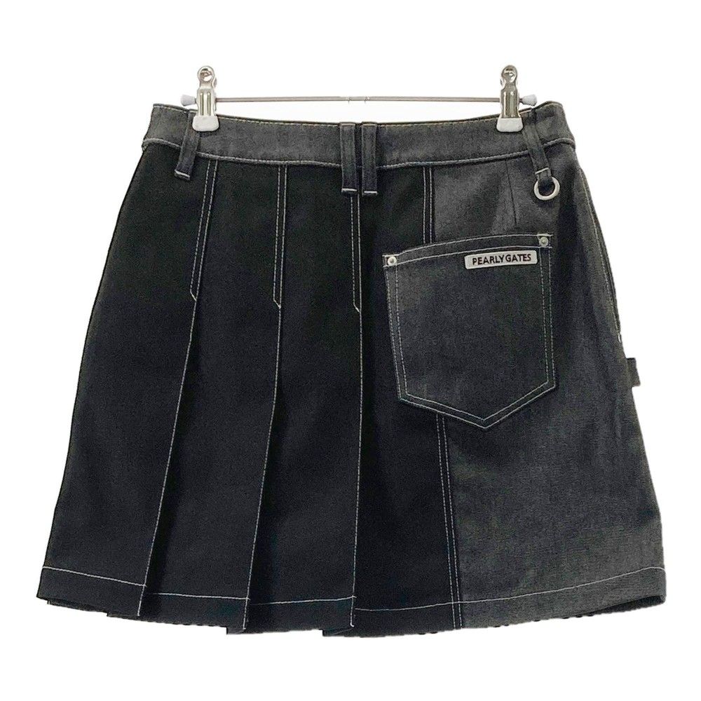 最新 パーリーゲイツ デニム プリーツ スカート サイズ：1 PEARLY GATES パーリーゲイツ 2024年モデル サイドプリーツ