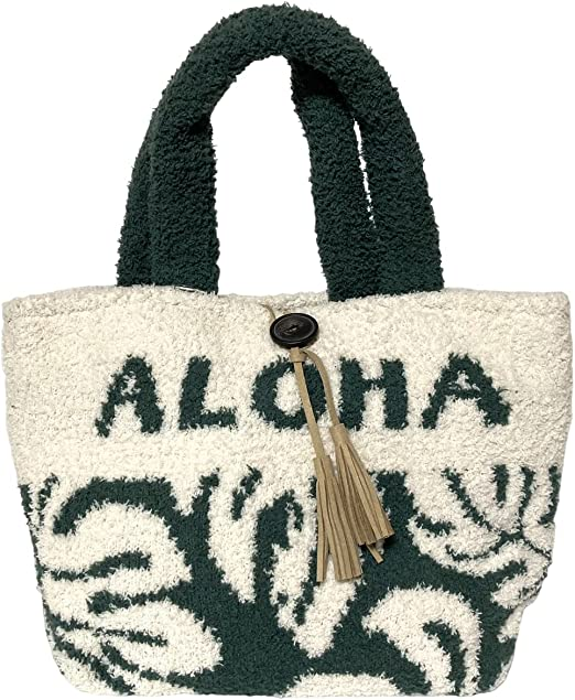 本物の グリーン フララニ HULA LANI BAG ALOHAモコモコトートバッグ