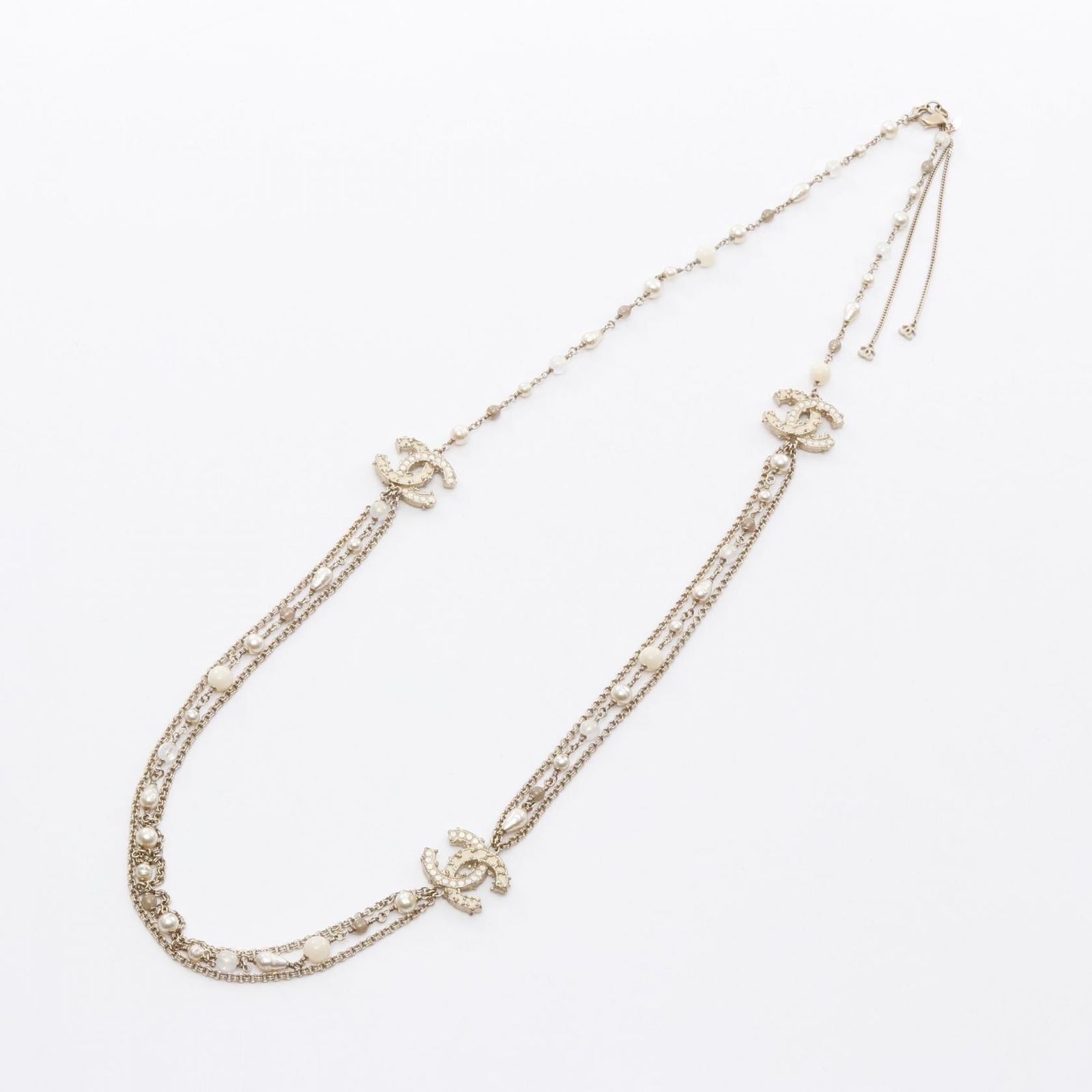 シャネル CHANEL ネックレス ココマーク 3連 GP ゴールドメッキ ネックレス レディース Used A