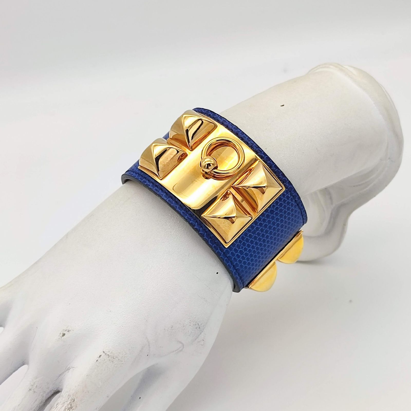 超美品】HERMES エルメス コリエドシアン ブルーリザード ゴールド 