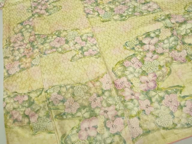 【最終値下げ】405mk47●小紋 単衣 小花にダイヤ 菱つなぎ 金彩●しつけ付 最終値下げ】405mk47○小紋 単衣 小花にダイヤ 菱つなぎ 金彩