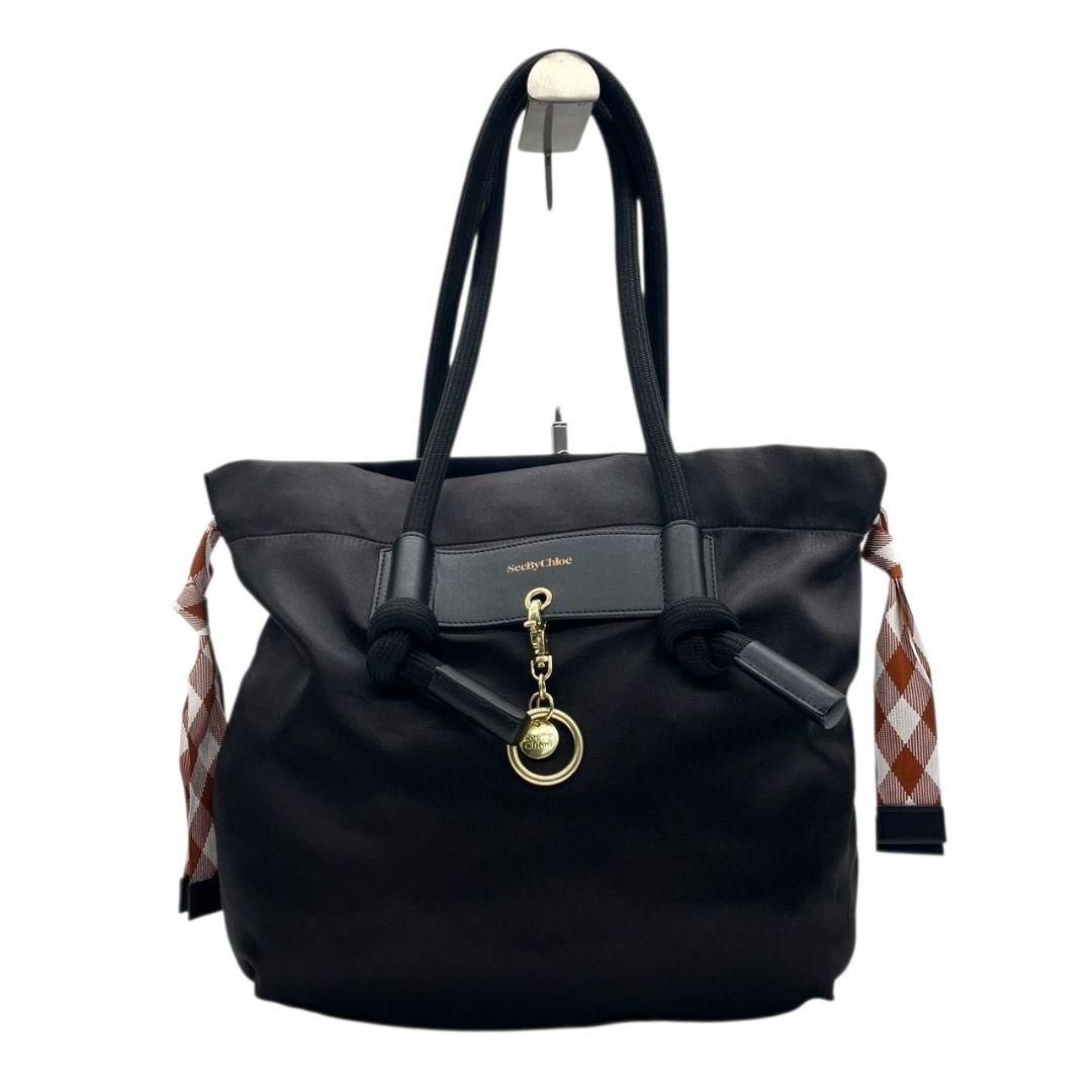 極美品 シーバイクロエ トートバッグ 黒 ロゴ チャーム