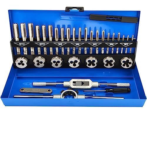 KEWAYO 高硬度 タップ ダイスセット 32pcs ネジ山 ネジ穴u0026ボルト 補修 タップ レンチ ねじ切り ダイス ロングハンドル スレッド切削工具