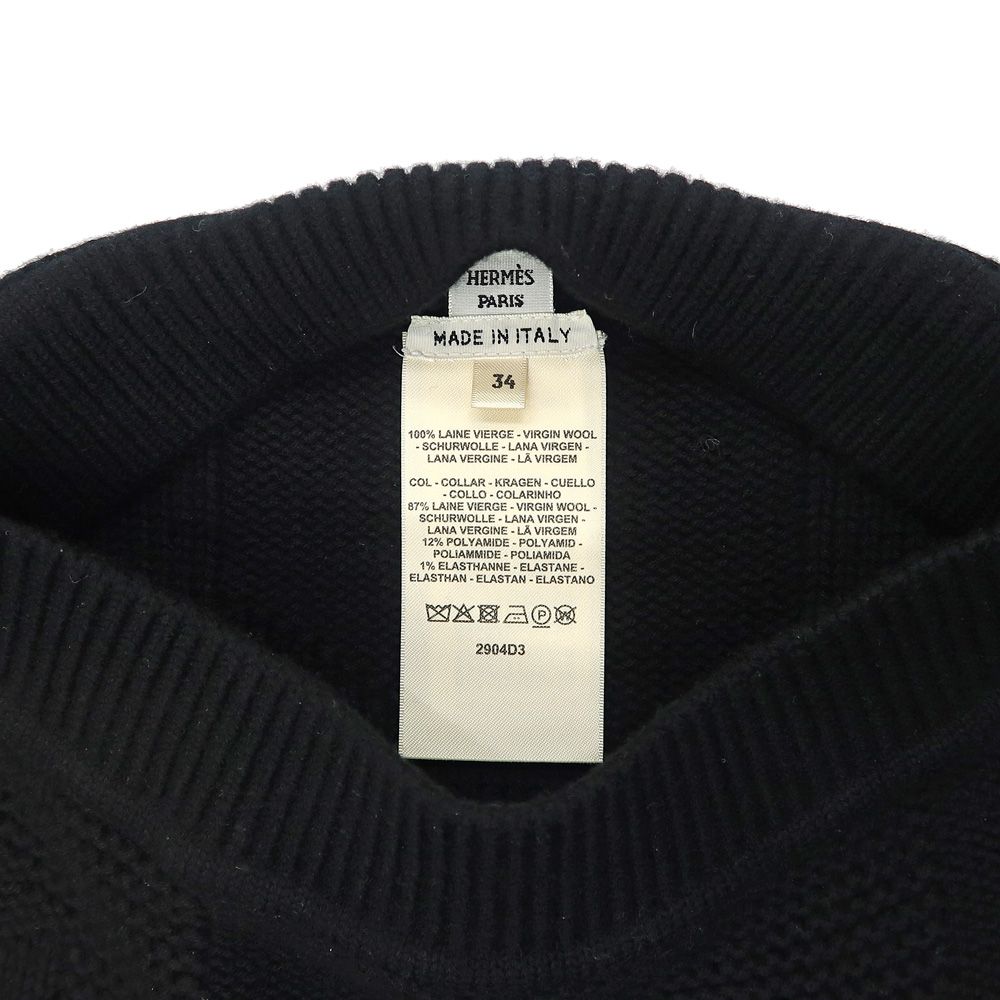 名東】エルメス ポンチョ ケープ Hモチーフ 34 ブラック 毛100