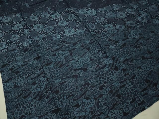 平和屋着物▽訪問着 単衣 生紬 流水草花文 正絹 逸品 DAAW9199sf