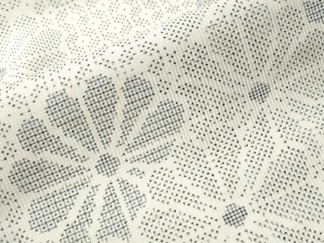 平和屋着物○本場大島紬 白大島 7マルキ 吉祥菊文 正絹 逸品