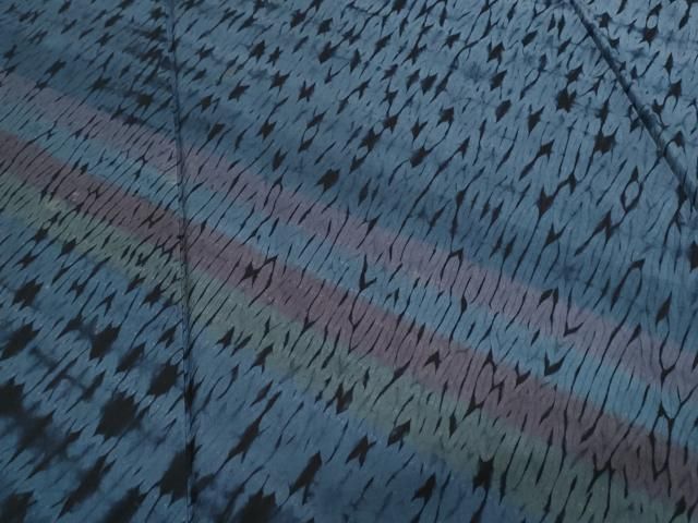 平和屋着物○本場染大島紬 訪問着 杢目絞り 流線文 正絹 逸品  