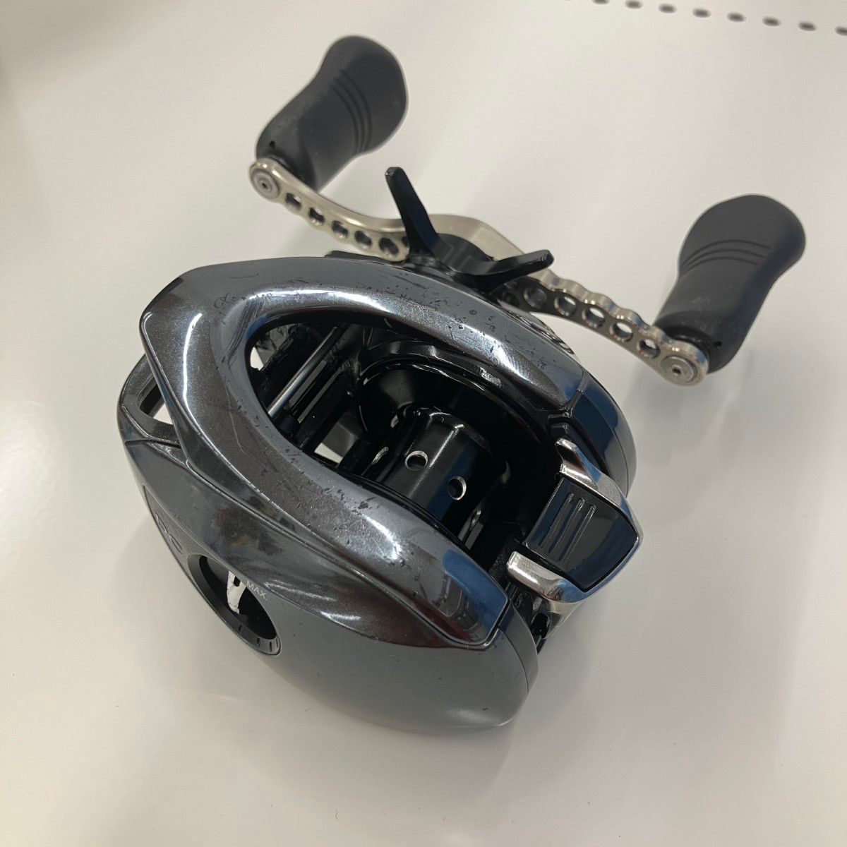 釣り用品 リール ベイトリール SHIMANO 03874 キズ有 村田基サイン入り Depsハンドル スプール付 程度B 18アンタレスDC  MDXG RH