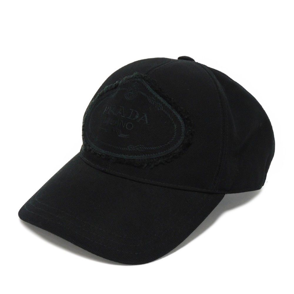 PRADA プラダ ベースボール キャップ M 58㎝ ファブリック ブラック キャンバス ロゴ コットン ネロ 帽子 1HC274 010 F0002