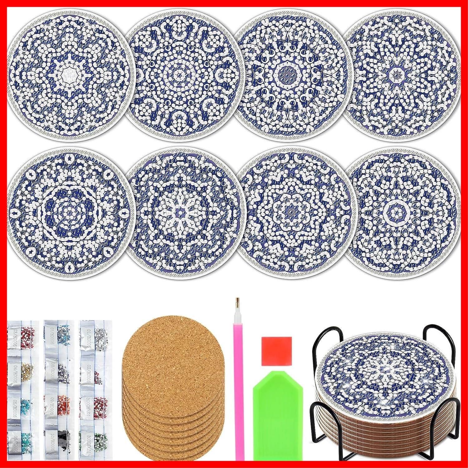 【人気商品】ダイヤモンドアート コースター キット DIYダイヤモンドペインティング 5Dダイヤモンド塗装キット 全面貼り付けタイプ 初心者/子供/大人用人気 手作り アートクラフト用品 ホル