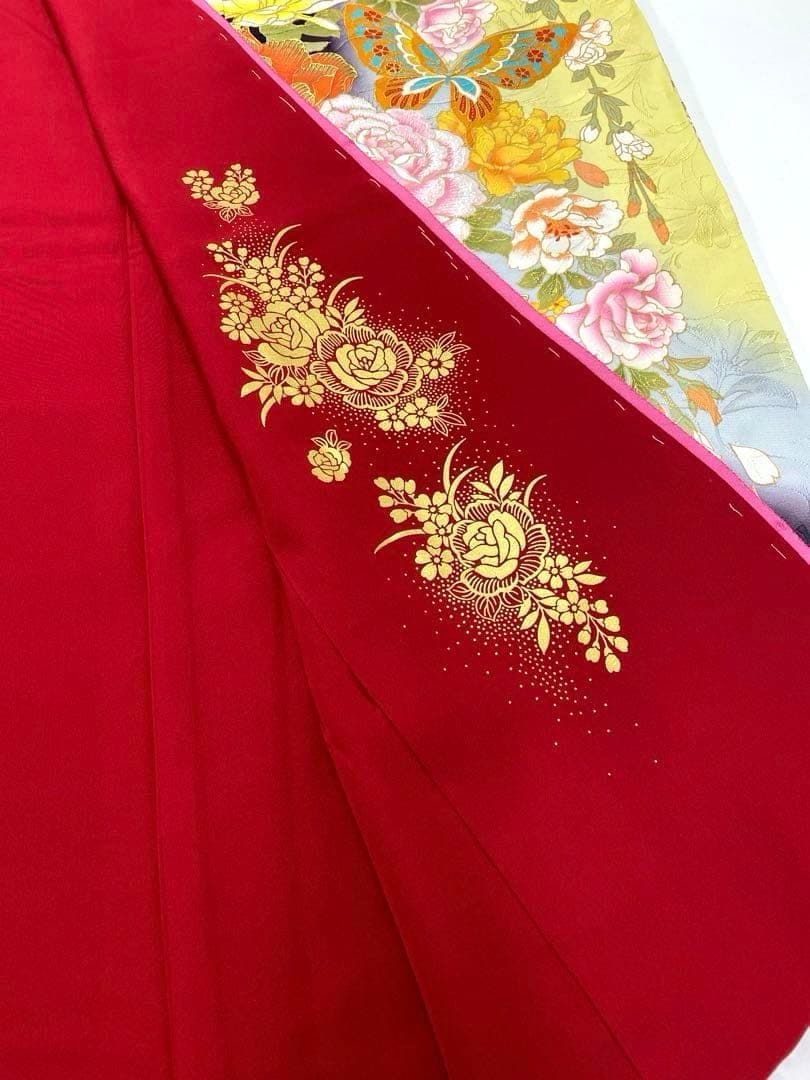 振袖 仮絵羽 桂由美 ラメ刺繍 金彩 紋意匠 正絹 未仕立て品 八掛付き