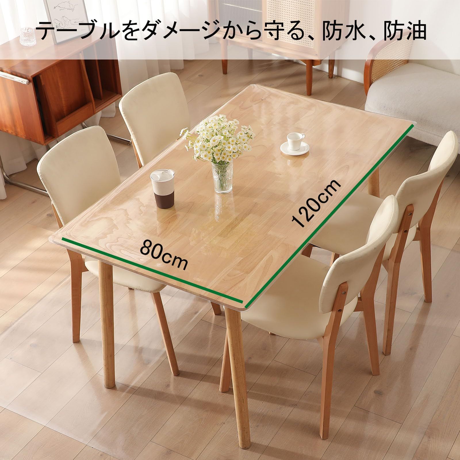 クリアアンチスクラッチビニールテーブルプロテクター、厚さ1.5 mmの