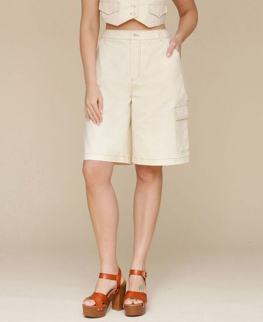 【送料無料】 アヴェックレフィーユ レディース ハーフパンツ・ショーツ ボトムス Women's Long Cargo Shorts Cream