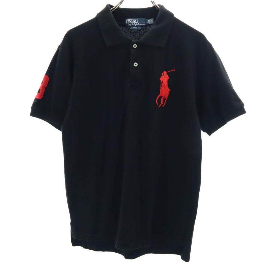 ポロバイラルフローレン ビックポニー 半袖 ポロシャツ L ブラック Polo by Ralph Lauren 鹿の子地 メンズ