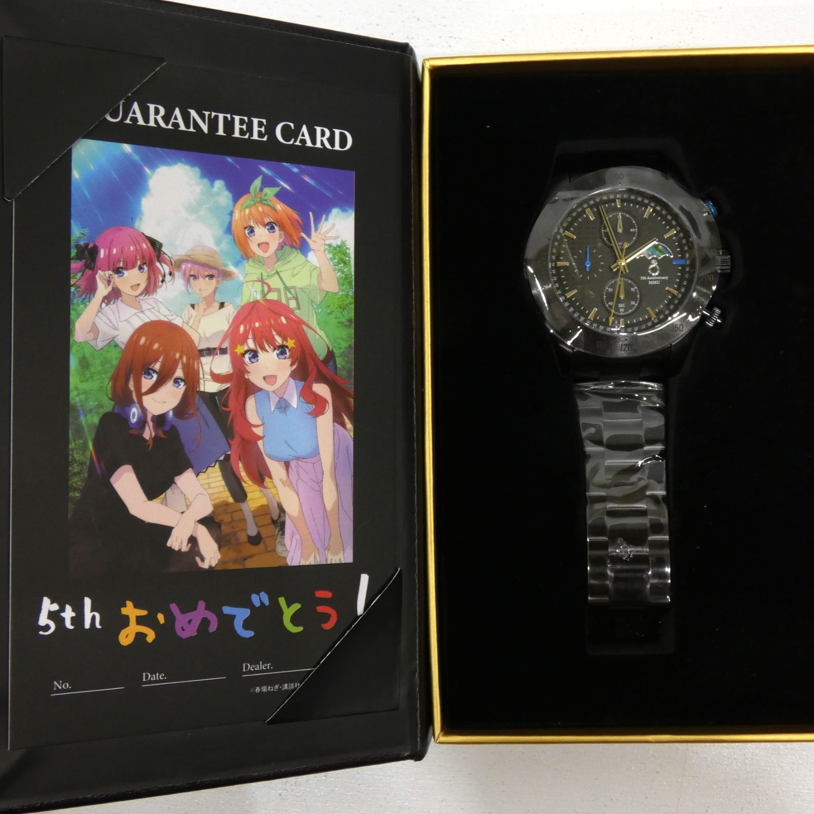 五等分の花嫁 中野三玖 サン＆ムーン付きクロノグラフ腕時計 五等分の花嫁 映画 中野三玖 ブラックモデル サン＆ムーン付きクロノ