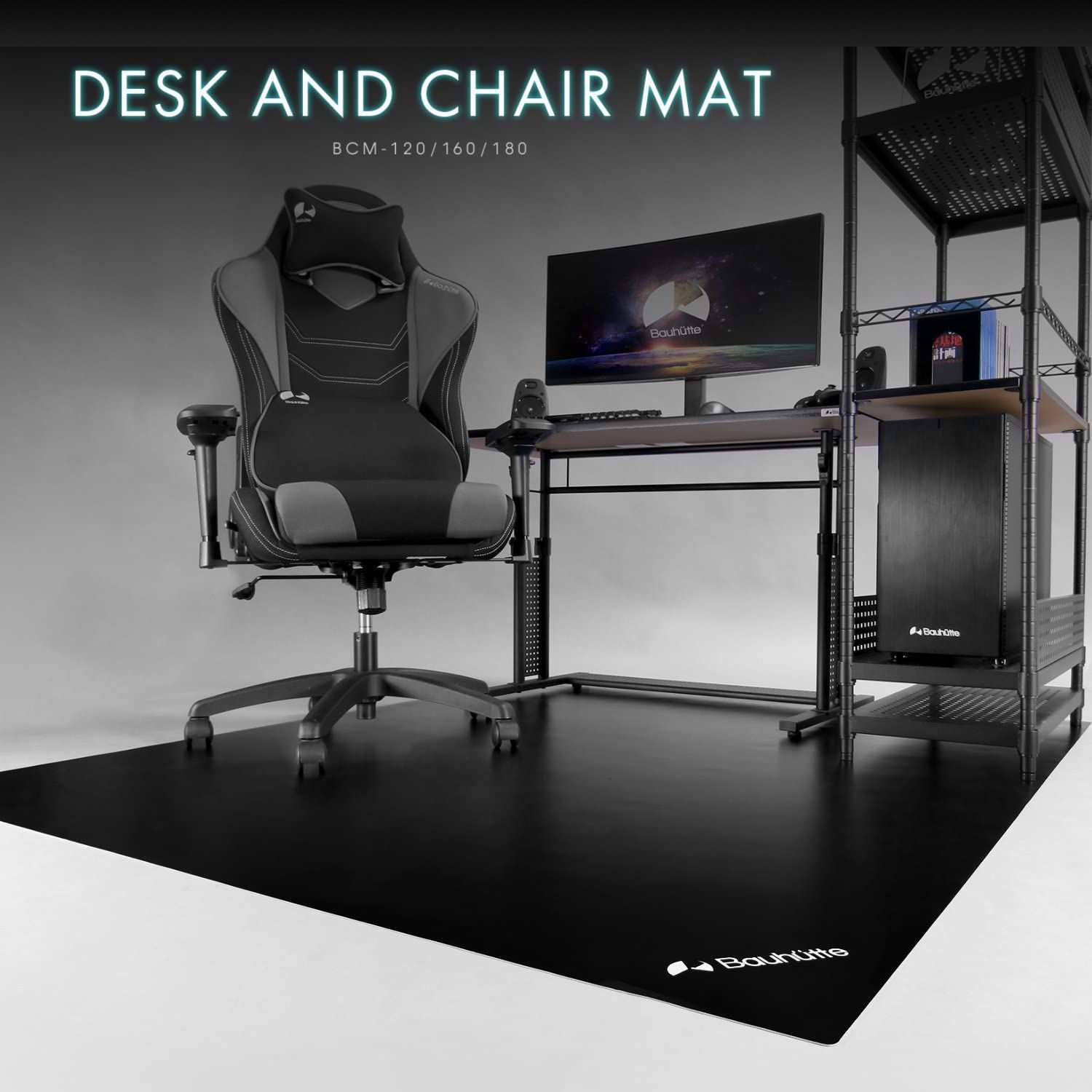 160×180cm 厚さ1.5mm 特大サイズ クリア BCM-180CL ラージ チェアマット デスクごと Bauhutte バウヒュッテ