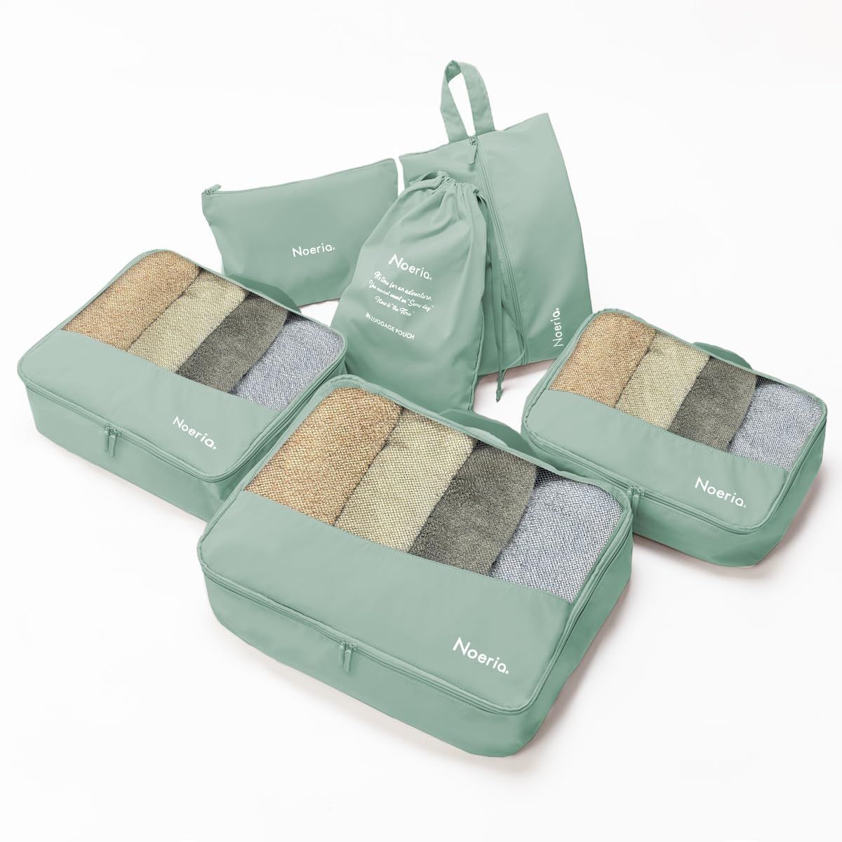 [Inventory Disposal] [Durable Fabric, Machine Washable, Durable] 6 Piece Travel Pouch, Mesh, Washable, Stylish Travel Pouch, Travel Storage Pouch, Arrangement Case, Packing, Travel, Convenient Goods Pouch, Business Trip Organizer, Clothes Storage, Shoe Case (Ice Green)