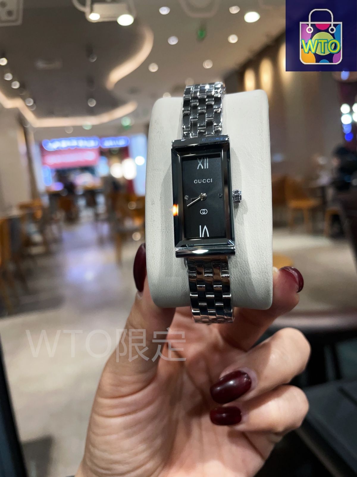 宝*斎様 GUCCI 長方形時計 ブラック 今日特価】Gucci グッチ G-Frameシリーズ ?雅な長方形ケースを