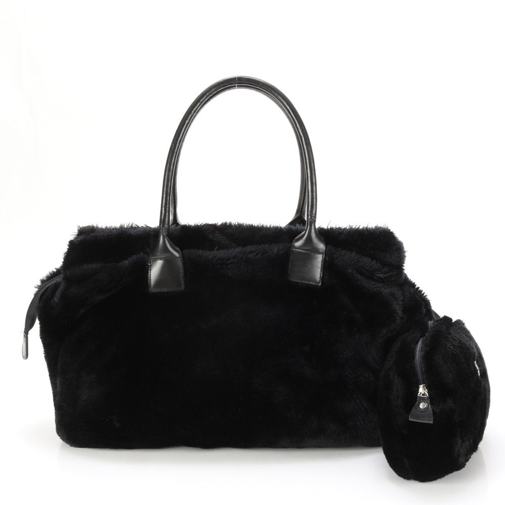美品 ドルチェアンドガッバーナ D&G ロゴ ファー ポーチ付き トート  