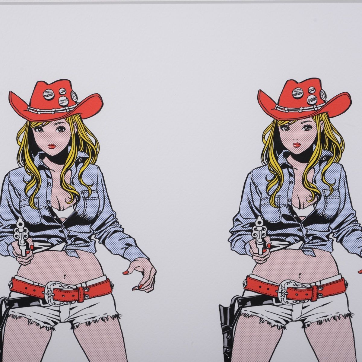 ストップ!! ひばりくん版画 2 COW GIRLS dot.ver 江口寿史 直筆サイン入