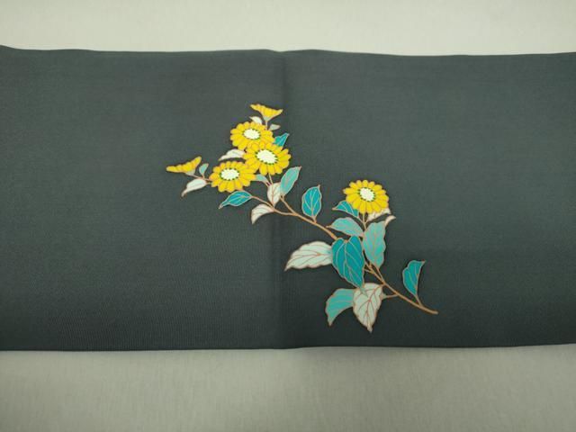 平和屋着物●塩瀬　九寸名古屋帯　枝椿　草花文　正絹　逸品　DAAU5453ps 平和屋着物○塩瀬 九寸名古屋帯 枝椿 草花文 正絹 逸品 DAAU5453ps