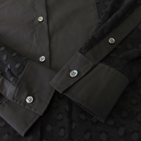 未使用品 セオリーリュクス theory luxe 24AW Francine Milena ドット シアー シャツ ブラウス 透け感 長袖 切替 38 M 黒 ブラック セオリーリュクス theory luxe 24AW Francine Milena ドット