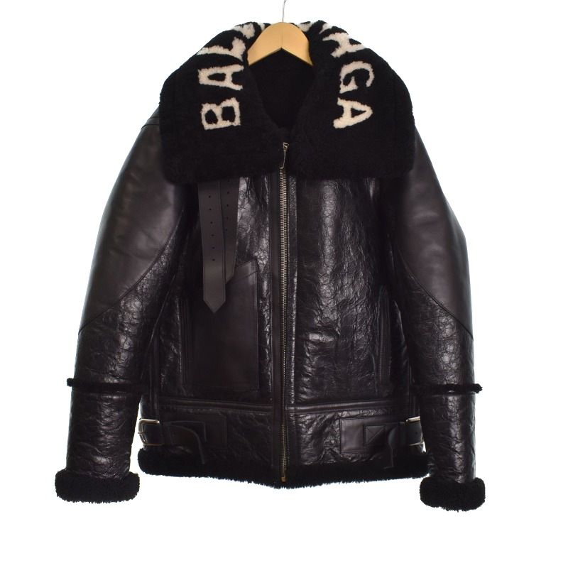 バレンシアガ　レザージャケット Balenciaga レザー ジャケット | ブラック | FARFETCH JP