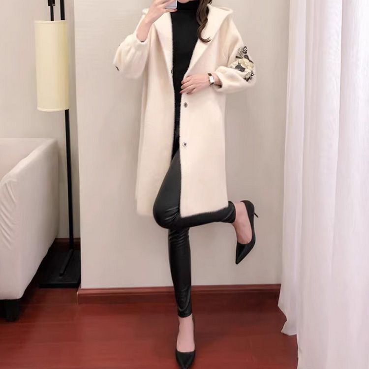 シャギー モヘアニット ロングカーディガン 羽織 カジュアル ロングスリーブ コート チェスター レディース 前開き カーディガン 刺. アウター 長袖 ロングアウター シンプル 体 yskma 602715