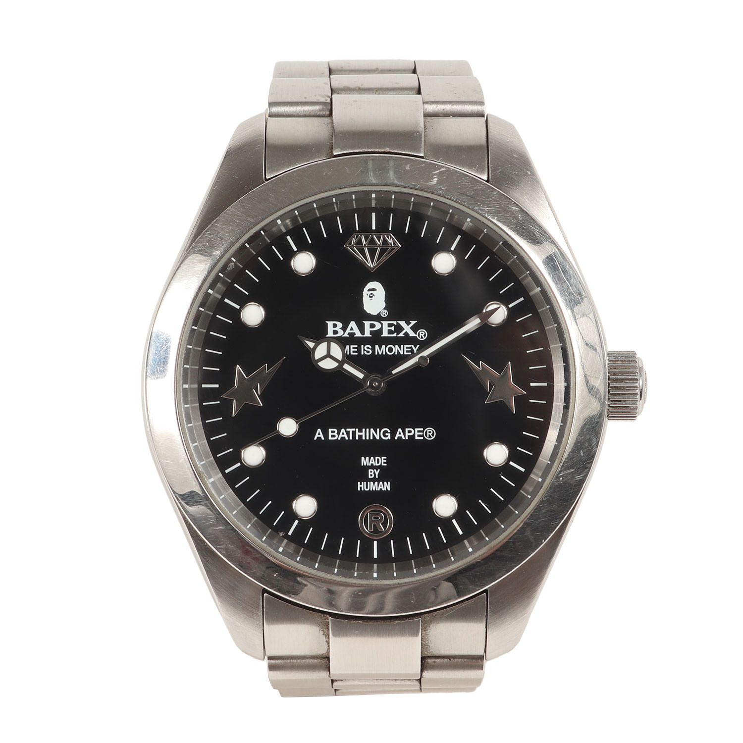 A BATHING APE ア ベイシング エイプ BAPEX エクスプローラー1タイプ ビッグフェイス 腕時計 | ウォッチ | ブラック文字盤 シルバー | ブランド ファッション アイテム メンズ