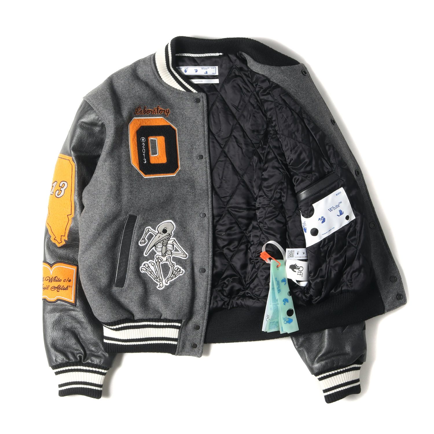 美品 OFF-WHITE オフホワイト ジャケット サイズ:L 21AW 袖レザー 