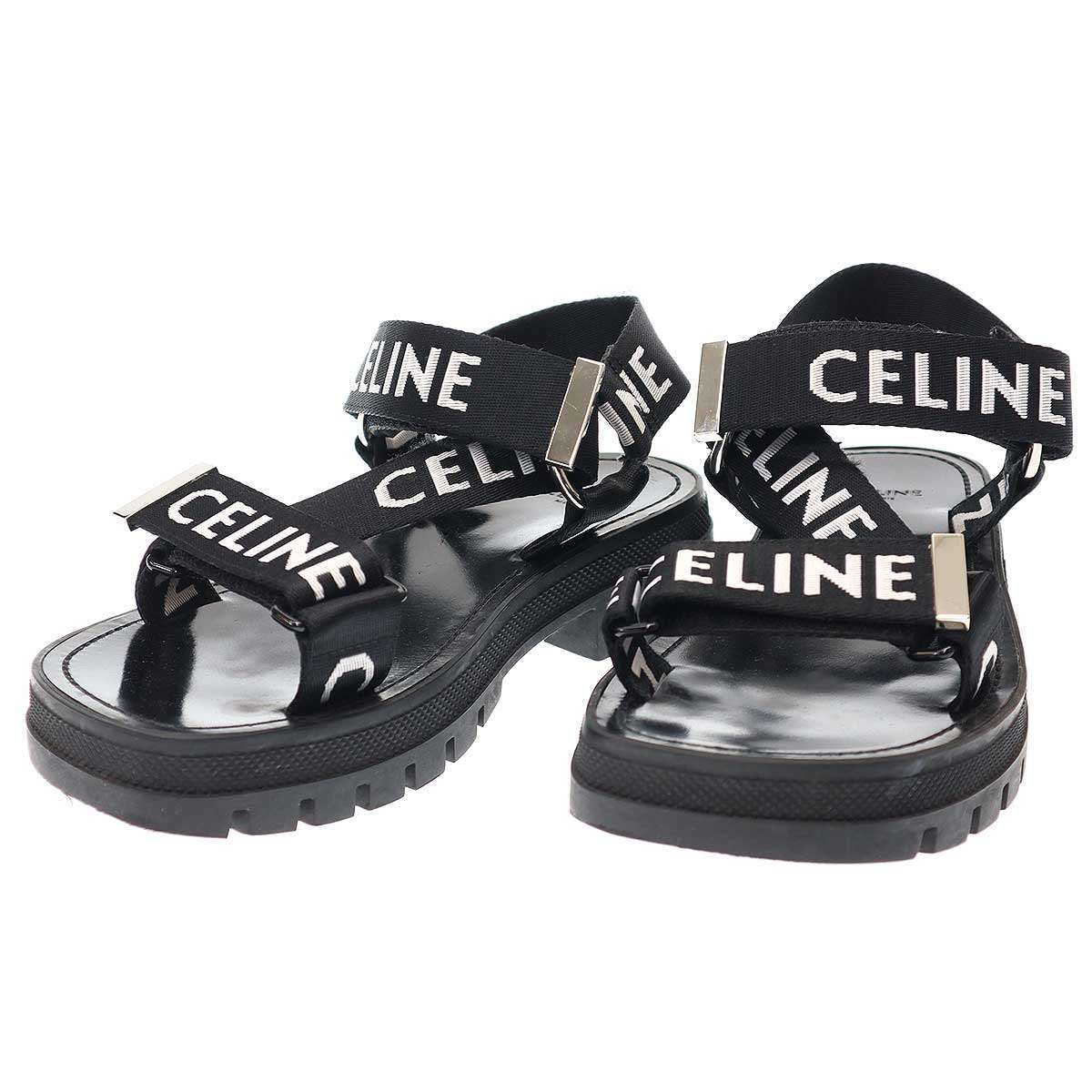 CELINE セリーヌ レオ ロゴストラップサンダル RM 0232 ブラック 37  
