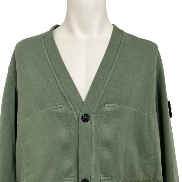◆ ストーンアイランド STONE ISLAND トップス カーディガン 裏起毛 羽織り 長袖 カーキ 綿100％ XL メンズ S5V532