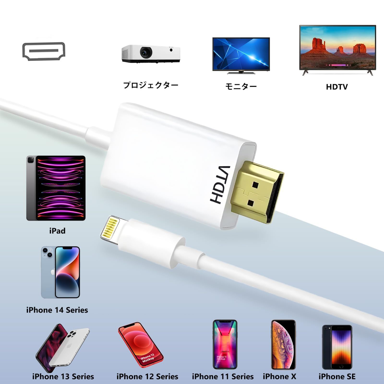 在庫処分】Digital AVアダプタ Lightning TV大画面 音声同期出力 ケーブル 設定不要 テレビに映す iphone 設定不要  遅延なし 1080P APP不要 変換アダプタ HDMI 簡単接続 ライトニング HDMI変換ケーブル 2m iP - メルカリ