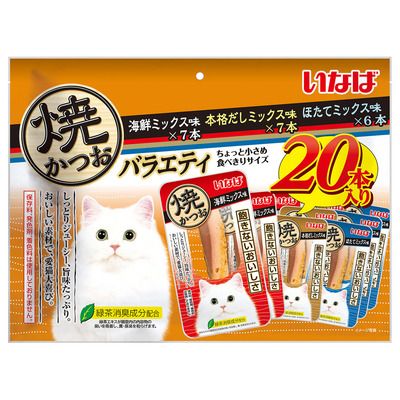 同梱不可 8個セット いなば 焼かつお 成猫用バラエティ 20本入り