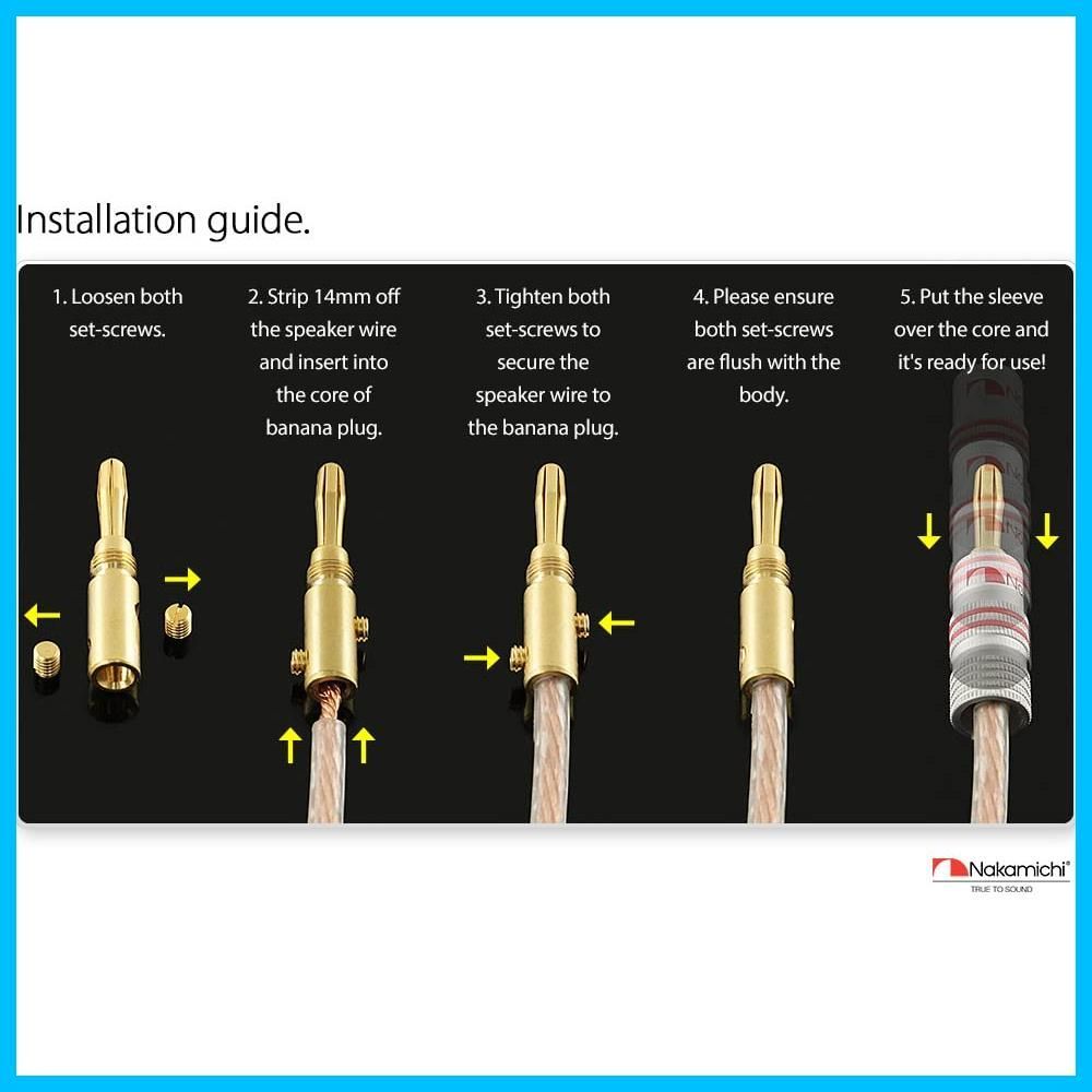 特売セール】Nakamichi バナナプラグ banana plugs 24K金メッキ スピーカーケーブルコネクター アルミメタルシェル  12AWG-18AWGゲージサイズ4mm (16個（8ペア） バナナプラグ) - メルカリ
