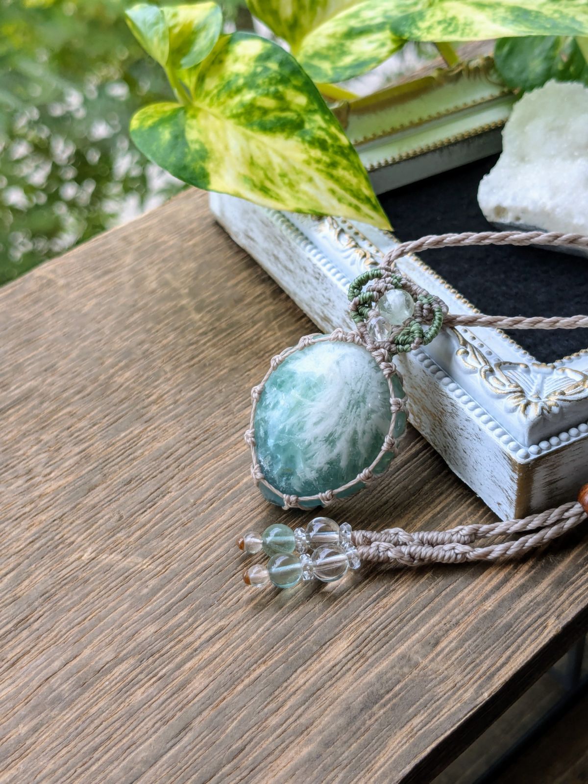 大粒エンジェルフェザーフローライトのペンダントトップB