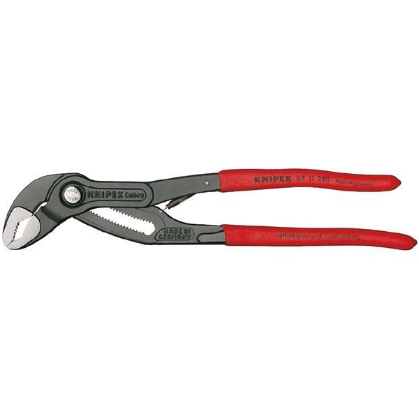 KNIPEX クニペックス コブラ マチック ウォーターポンププライヤー 滑り止めプラスチックコーティング サイズ48×14×250mm パック入 8711-250SB
