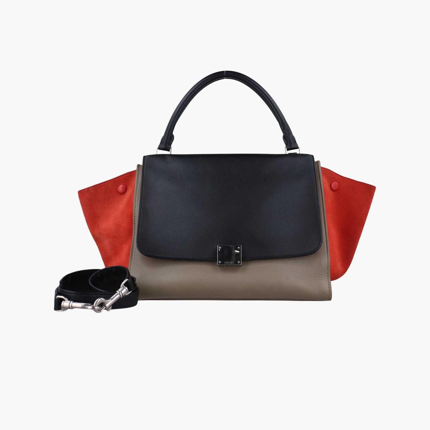 セリーヌ Celine ショルダーバッグ レディース トラペーズミディアム オレンジ×ブラウン×ブラック レザー x スエード S-PA-1112 -  メルカリ