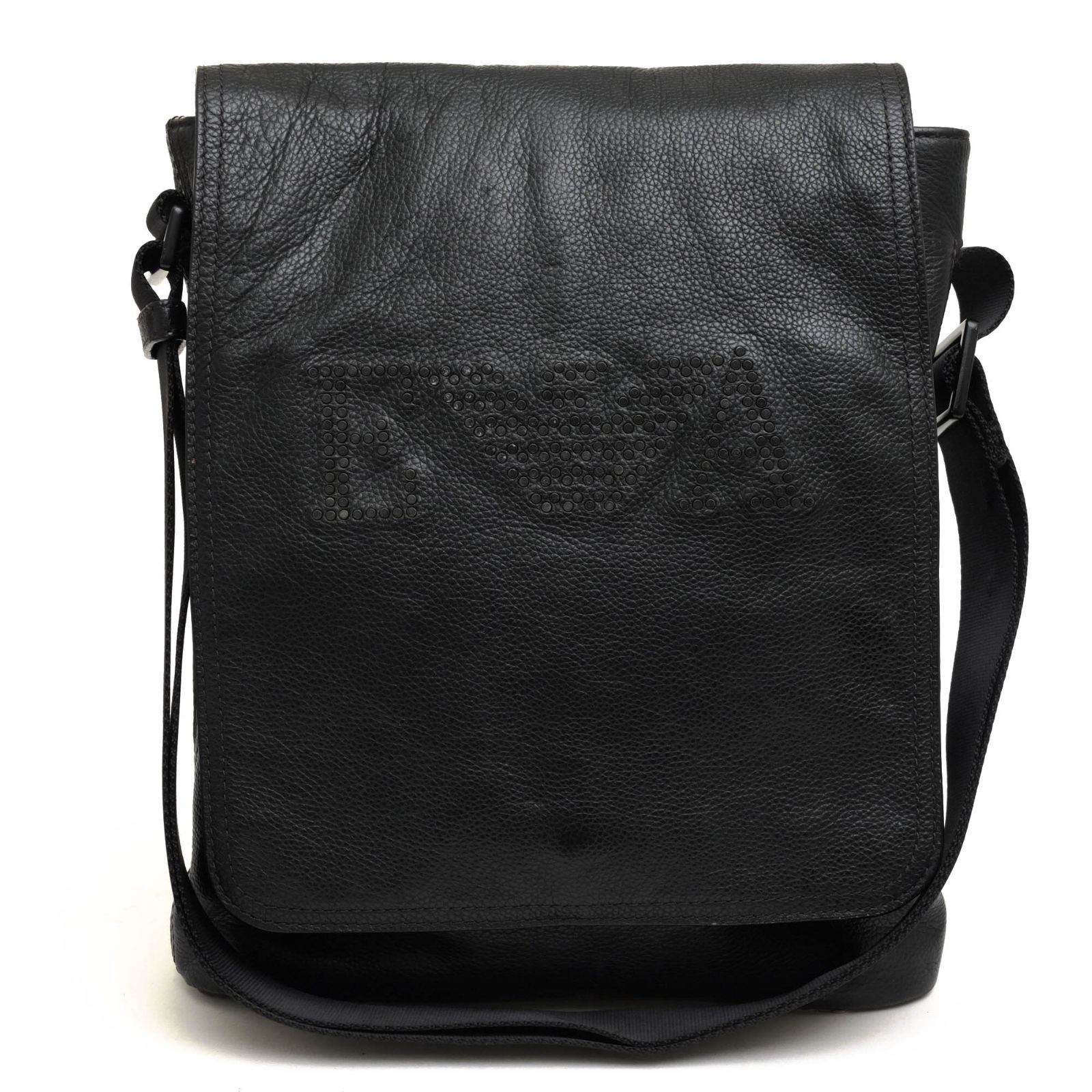 アルマーニ／EMPORIO ARMANI バッグ ショルダーバッグ 鞄 メンズ 男性 男性用レザー 革 本革 ブラック 黒 YEM247 YH150  EAイーグルロゴ シボ革 シュリンクレザー メッセンジャーバッグ スタッズ