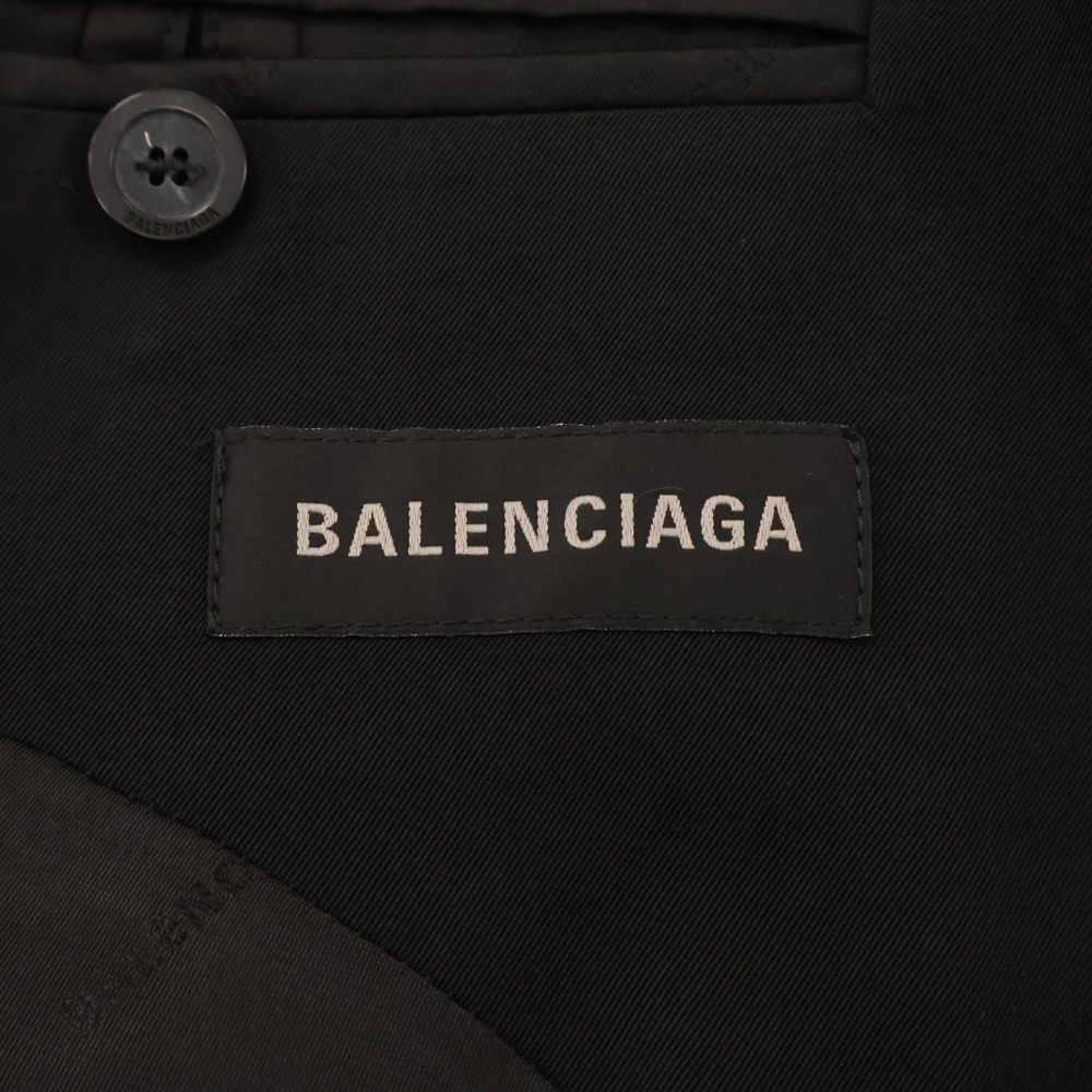 LA3449 バレンシアガ ベロア調 テーラードジャケット ブラック M BALENCIAGA 【値下げ】BALENCIAGA Suspended Shoulder Jacket