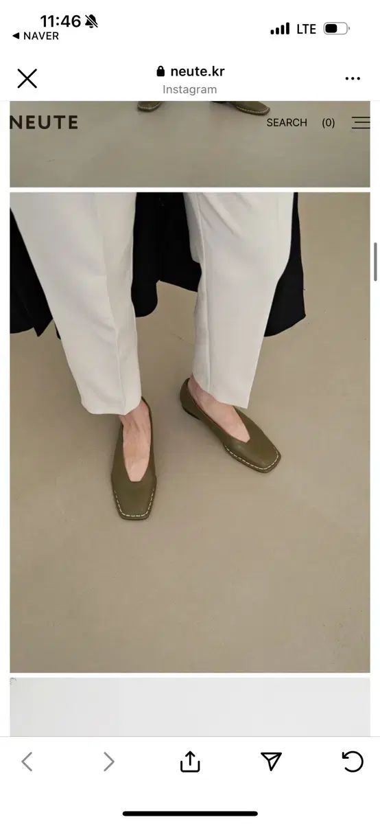 Neute ノット ステッチ ローファー フラット 235 オリーブ