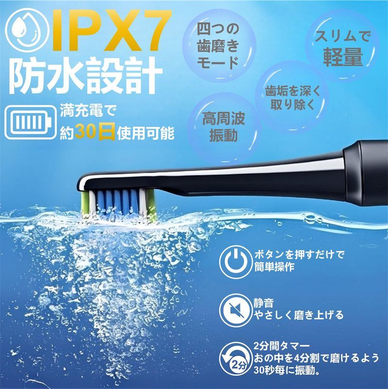 USB充電 替えブラシ4本付き