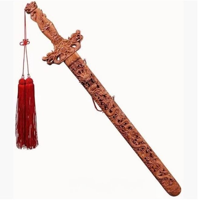 Sutenno 中国 木剣 桃木剣 風水桃木の剣 木製 剣穂付き 宝剣 法