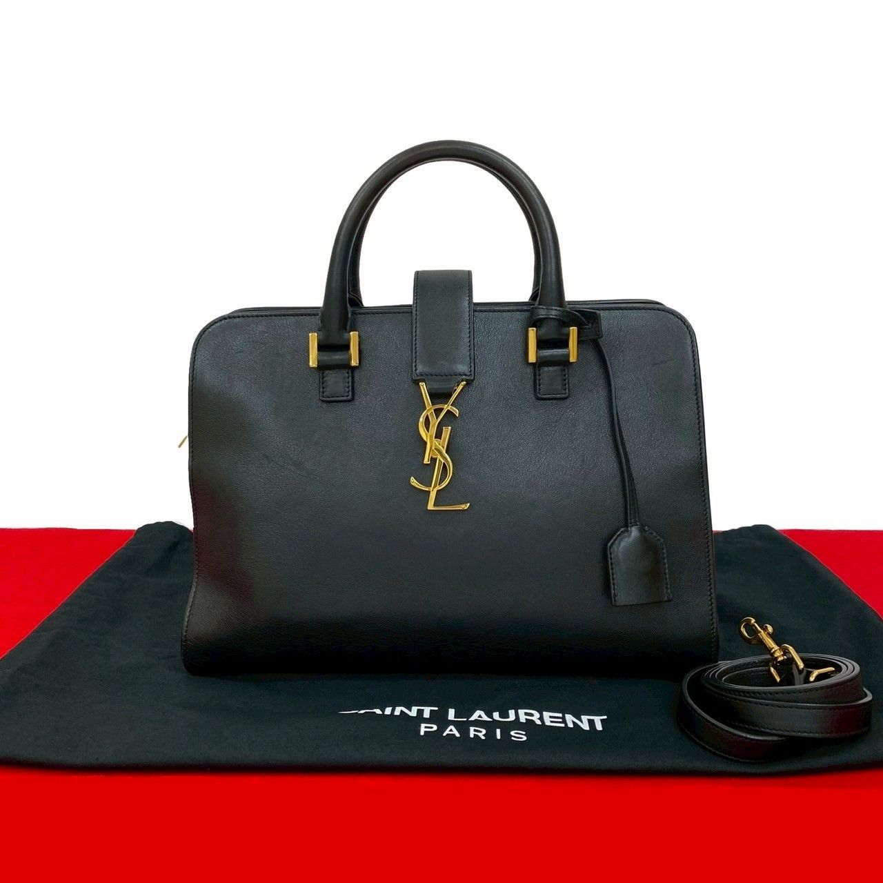 YSL サンローラン ベイビーカバス ブラックレザー ショルダー YSL サンローラン ベイビーカバス ブラックレザー ショルダー