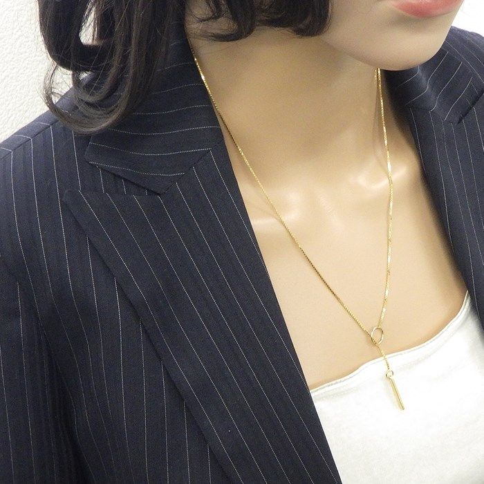 グッチ GUCCI ネックレス ラリエット ロゴ プレート バー