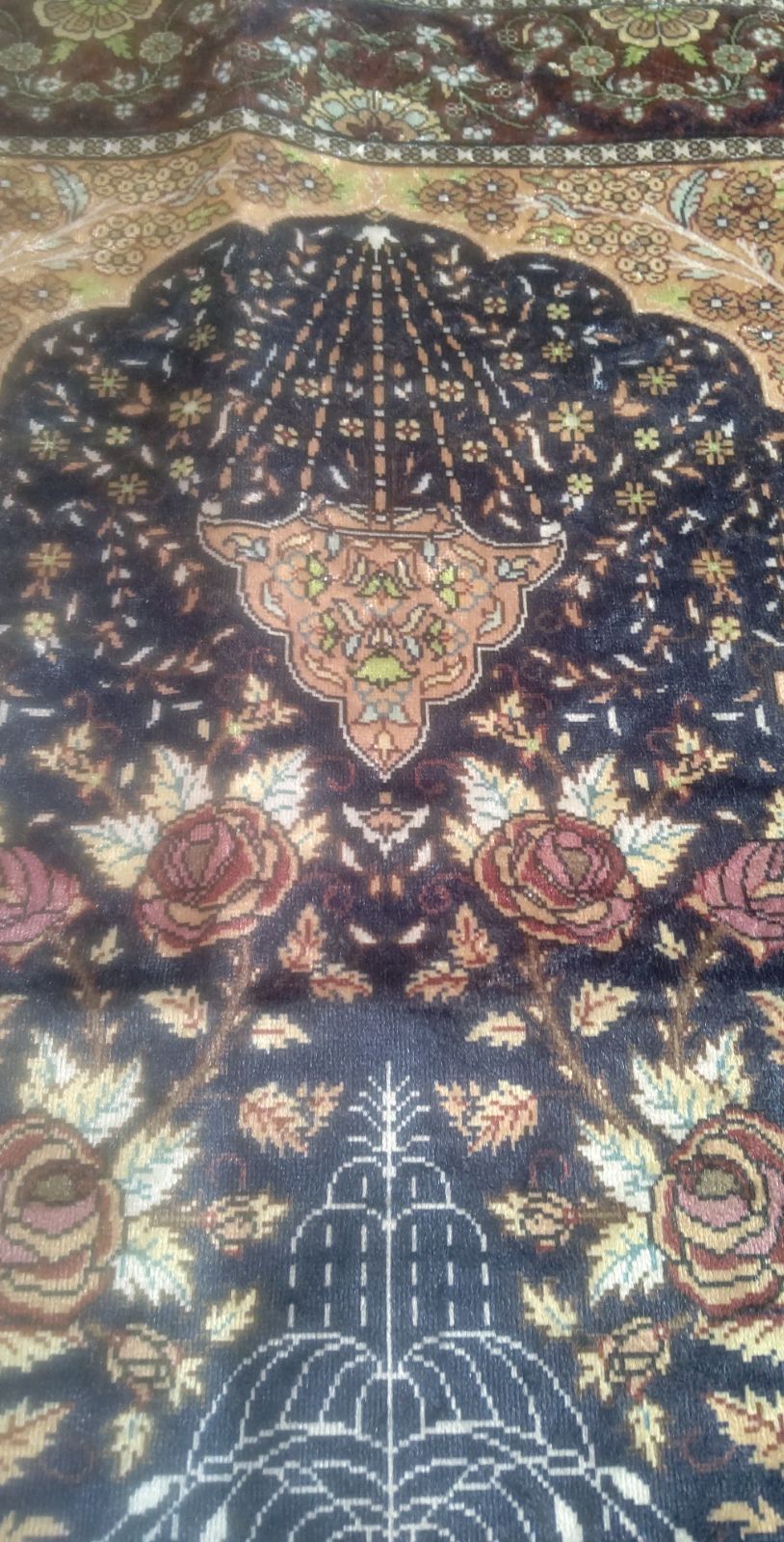 グランドセール New トルコ製 バンブーシルク タペストリー ヘレケ 絨毯柄