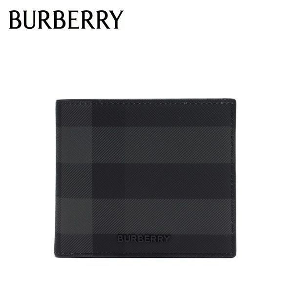 24SSモデル バーバリー BURBERRY  CC BILL COIN チェック バイフォールド 二つ折り財布【CHARCOAL】 8070201  CHARCOAL/【2024SS】m-wallet